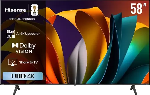 [شاشه هايسينس سمارت ، 58 بوصه ، بدقة 4K ، من النوع LED ، موديل 58A6N
] شاشه هايسينس سمارت ، 58 بوصه ، بدقة 4K ، من النوع LED ، موديل 58A6N
