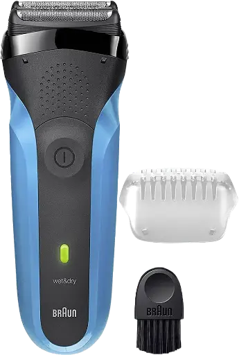 [ماكينة حلاقة براون سيريز 3 قابلة للشحن، رطب وجاف، أزرق، 310BT
] ماكينة حلاقة براون سيريز 3 قابلة للشحن، رطب وجاف، أزرق، 310BT
