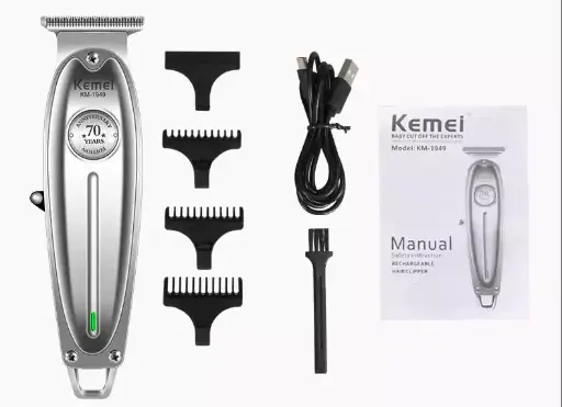 [ماكينة حلاقة كهربائية للرجال كيمي، استخدام جاف، فضي، KM-1949 ] ماكينة حلاقة كهربائية للرجال كيمي، استخدام جاف، فضي، KM-1949 