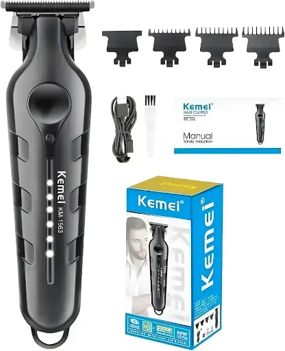 [ماكينة حلاقة شعر وذقن كيمي، قابلة لاعادة الشحن، 3 أمشاط، لون أسود، موديل KM-1563
] ماكينة حلاقة شعر وذقن كيمي، قابلة لاعادة الشحن، 3 أمشاط، لون أسود، موديل KM-1563
