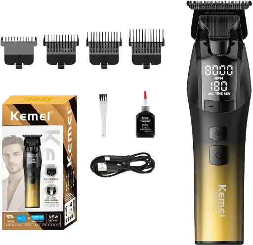 [ماكينة حلاقة شعر لاسلكية كيمي، 5 في1، شاشة lcd، اضاءة ليد، وقت تشغيل 200 دقيقة، أسود*ذهبي، KM-1859
] ماكينة حلاقة شعر لاسلكية كيمي، 5 في1، شاشة lcd، اضاءة ليد، وقت تشغيل 200 دقيقة، أسود*ذهبي، KM-1859
