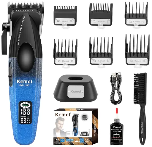 [ماكينة حلاقة شعر كيمي لاسلكية للرجال ، شاشة ال اي دي ، قابلة لاعادة الشحن ، قاعة شحن ، أسود ، KM-1670
] ماكينة حلاقة شعر كيمي لاسلكية للرجال ، شاشة ال اي دي ، قابلة لاعادة الشحن ، قاعة شحن ، أسود ، KM-1670
