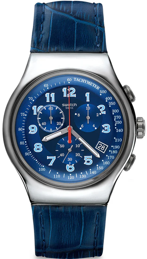 [YOS449] YOS449 ساعة سواتش جلد أزرق ظرف فضي رجالي