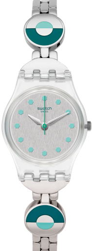 [LK377G] ساعة سواتش حريمي فضي ظرف بلاستك