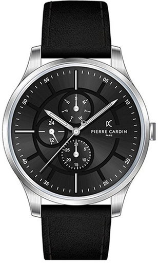 [PC902731F109] ساعة بير كاردين جلد أسود مينا أسود رجالي