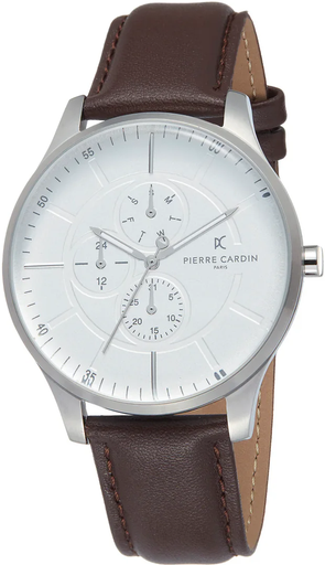 [PC902731F106] PC902731F106 ساعة بير كاردين جلد بني مينا أبيض رجالي