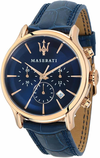 [8871618007] 8871618007 blue leather blue dail rosegold case رجالي