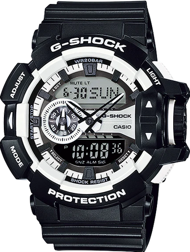 [GA-400-1ADR] GA-400-1ADR ساعة جي شوك رابر أسود مينا اسود*أبيض  رجالي