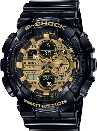 [GA-140GB-1A1DR] ساعة جي شوك رابر أسود مينا ذهبي