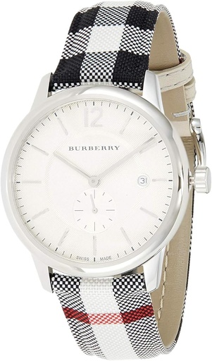 [BU10002] ساعة بربري حريمي جلد كروهات مينا أبيض