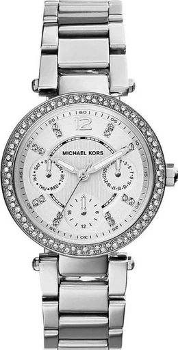 [MK5615] ساعة مايكل كورس حريمي معدن فضي مينا أبيض