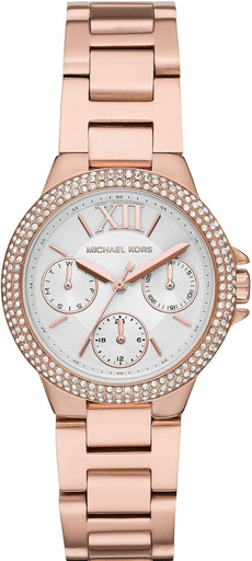 [MK6845] ساعة مايكل كورس حريمي معدن روزجولد مينا أبيض