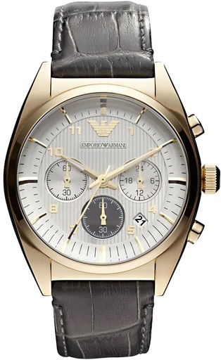 [AR-0372] AR-0372 ساعة أمبريو أرماني جلد رمادي مينا أبيض