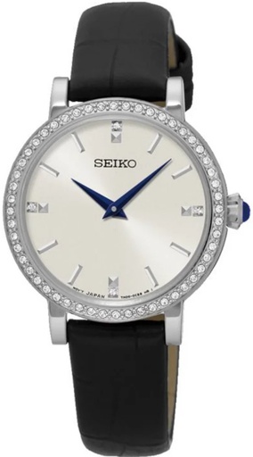 [SFQ811P2] SFQ811P2 ساعة سايكو جلد أسود مينا أبيض حريمي