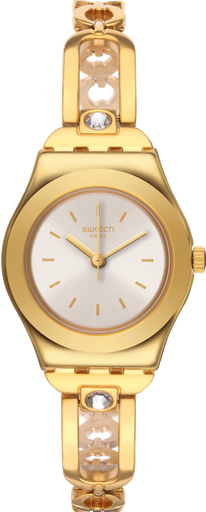 [YSG147G] ساعة سواتش حريمي معدن ذهبي مينا أبيض