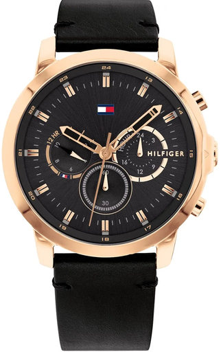 [1791798] ساعة تومي جلد أسود مينا أسود 1791798 رجالي