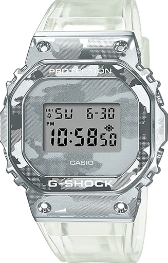 [GM-5600SCM-1DR] GM-5600SCM-1DR ساعة جي شوك رابر شفاف مينا أرمي رجالي