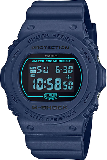 [DW-5700BBM-2DR]  DW-5700BBM-2DR ساعة جي شوك رابر أزرق مينا أسود رجالي