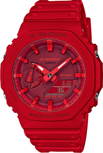 [GA-2100-4ADR] GA-2100-4ADR ساعة جي شوك رابر أحمر مينا أحمر رجالي