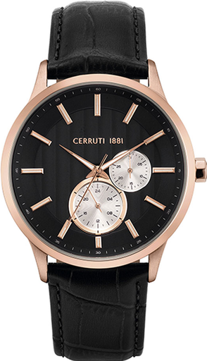 [CRWA20804] ساعة شيروتي جلد أسود مينا أسود رجالي