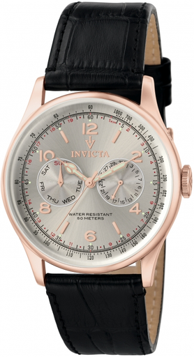 [6753] 6753 black leather silver dail رجالي