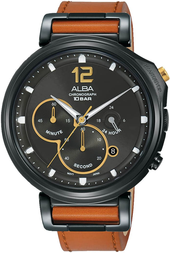 [AT3D69X1] AT3D69X1 brown leather black dail رجالي