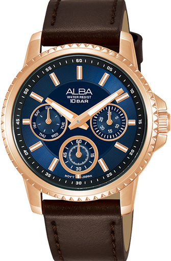 [AP6668X1] AP6668X1 Alba Active Leather Band Analog Watch for Women - Brown and Rose Gold حريمي