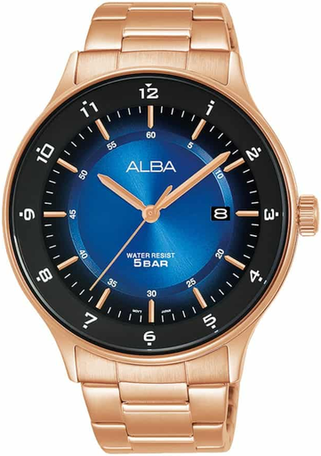 [AS9M04X1] Alba Prestige AS9M04X1 Date Aperture Stainless Steel Band Round Analog Watch for Men - Goldرجالي