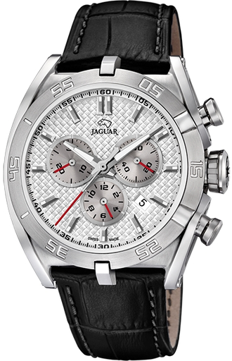 [J857/1] J857/1 ساعة جلد أسود مينا أبيض JAGUER رجالي