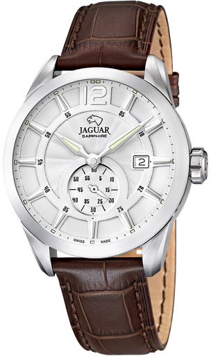 [J663/1] J663/1 ساعة جلد بني مينا أبيض JAGUER