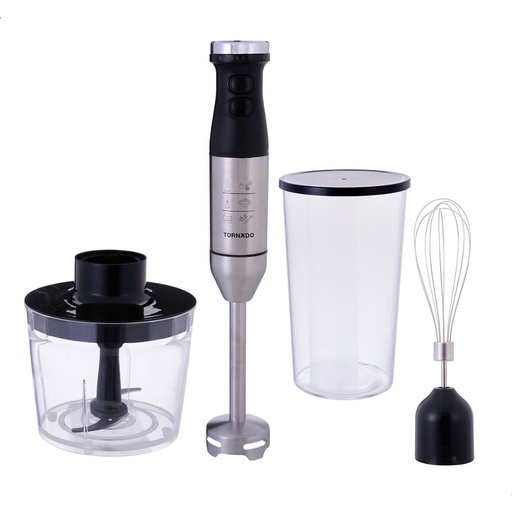 [هاند بلندر تورنيدو بالملحقات، 600 وات، اسود/فضى - THB-600M] هاند بلندر تورنيدو بالملحقات، 600 وات، اسود/فضى - THB-600M 