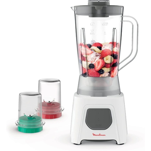 [خلاط مولينكس مع 2 مطحنة، 1.25 لتر، 450 وات، ابيض - LM2B2117] خلاط مولينكس مع 2 مطحنة، 1.25 لتر، 450 وات، ابيض - LM2B2117 