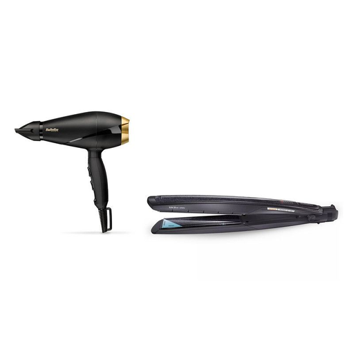 [مجفف الشعر بيبي ليس باور برو 2000، 2000 وات، اسود/ ذهبي- 6704E مع مكواه فرد الشعر بيبي ليس سليم جاف ورطب - ST327E] مجفف الشعر بيبي ليس باور برو 2000، 2000 وات، اسود/ ذهبي- 6704E مع مكواه فرد الشعر بيبي ليس سليم جاف ورطب - ST327E 