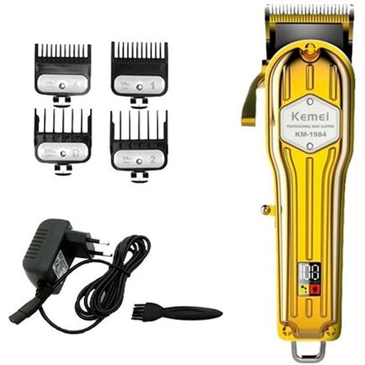 [ماكينة تشذيب شعر قابلة للشحن كيمي، للاستعمال الجاف، ذهبي - KM-1984] ماكينة تشذيب شعر قابلة للشحن كيمي، للاستعمال الجاف، ذهبي - KM-1984 