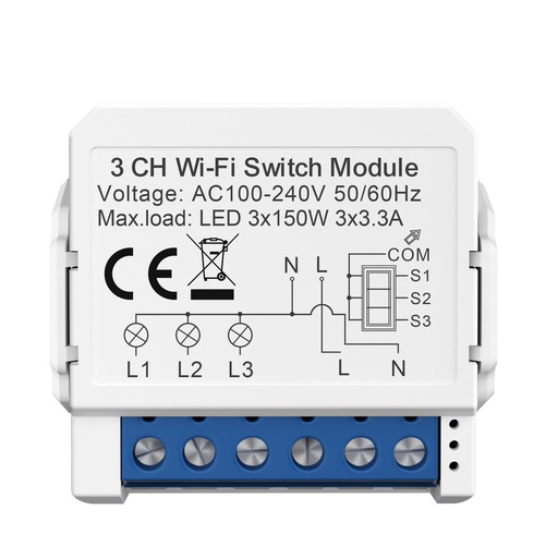 [MINI SWITCH 3 GANG (MINI RELAY) (Wifi)] MINI SWITCH 3 GANG (MINI RELAY) (Wifi)
