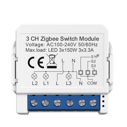 [MINI SWITCH 3 GANG (MINI RELAY) (Zigbee)] MINI SWITCH 3 GANG (MINI RELAY) (Zigbee)