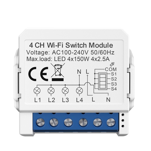 [MINI SWITCH 4 GANG (MINI RELAY) (Wifi)] MINI SWITCH 4 GANG (MINI RELAY) (Wifi)