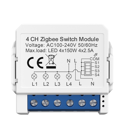 [MINI SWITCH 4 GANG (MINI RELAY) (Zigbee)] MINI SWITCH 4 GANG (MINI RELAY) (Zigbee)